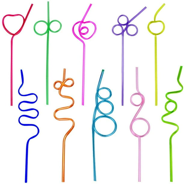 Tomnk 60pcs Crazy Loop Straws Silly Colorful Drinking Straws Fun Varied Twists Straws for Kids Birthday Party